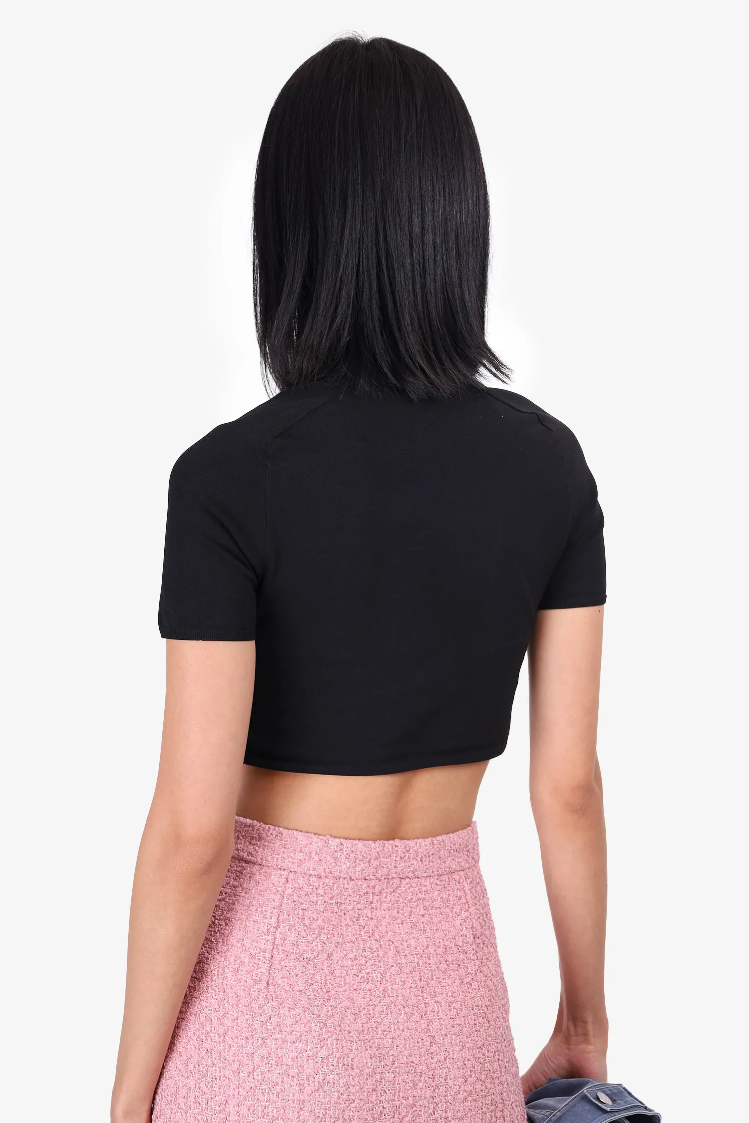 Alexander Wang Black Crop Mock Neck Top Size S