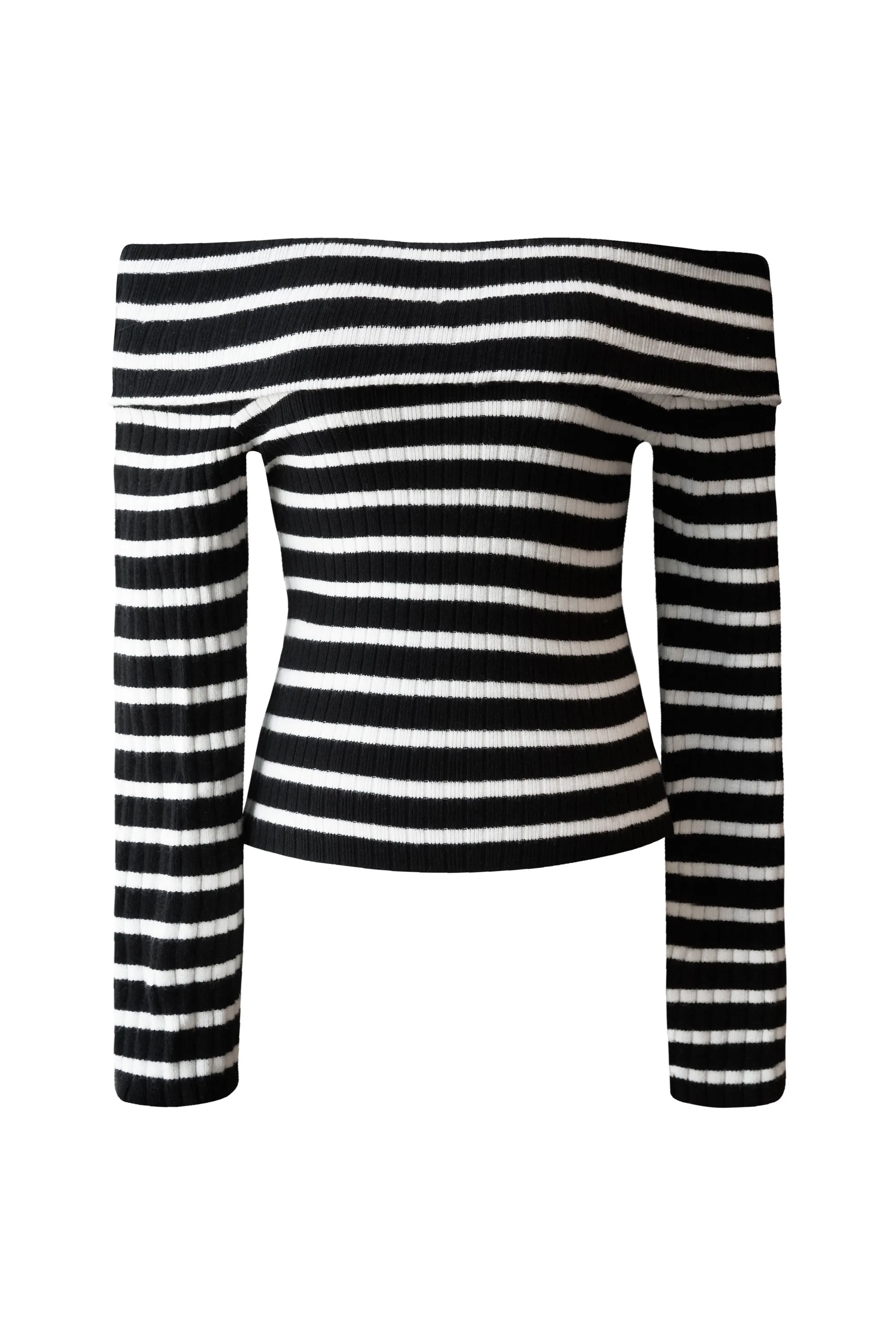 Christina Black and White Stripe Off Shoulder Top