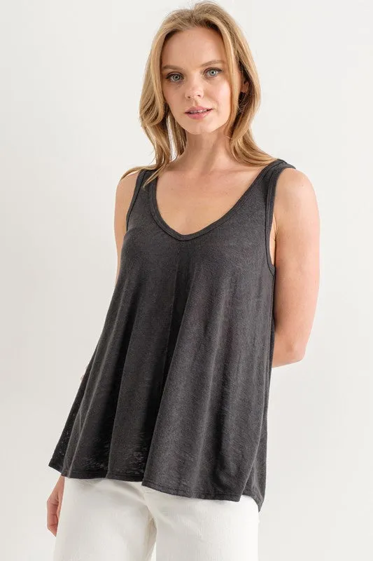 Hacci Slub V Neck A-line Tank