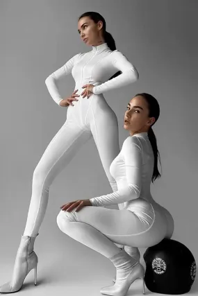 Sleek Long Sleeve Zip-Front Skinny Jumpsuit