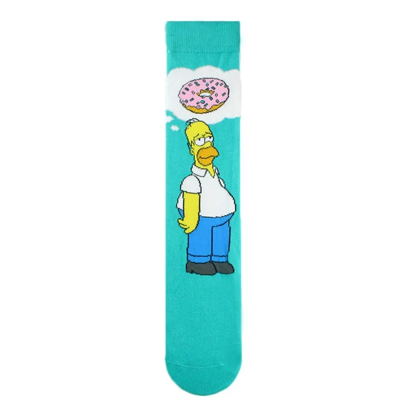 Street Style Cartoon Print Casual Socks Set
