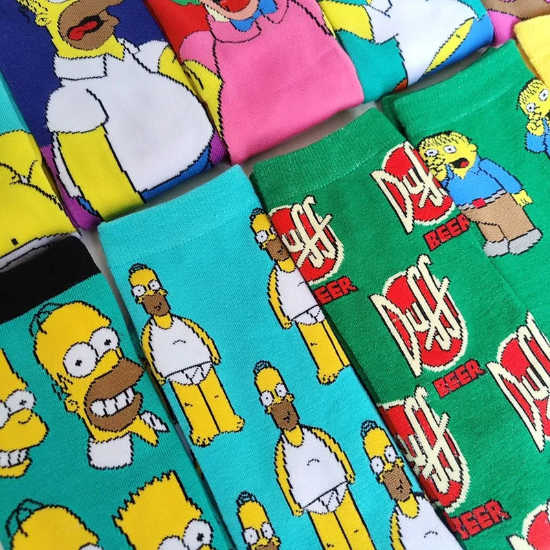 Street Style Cartoon Print Casual Socks Set
