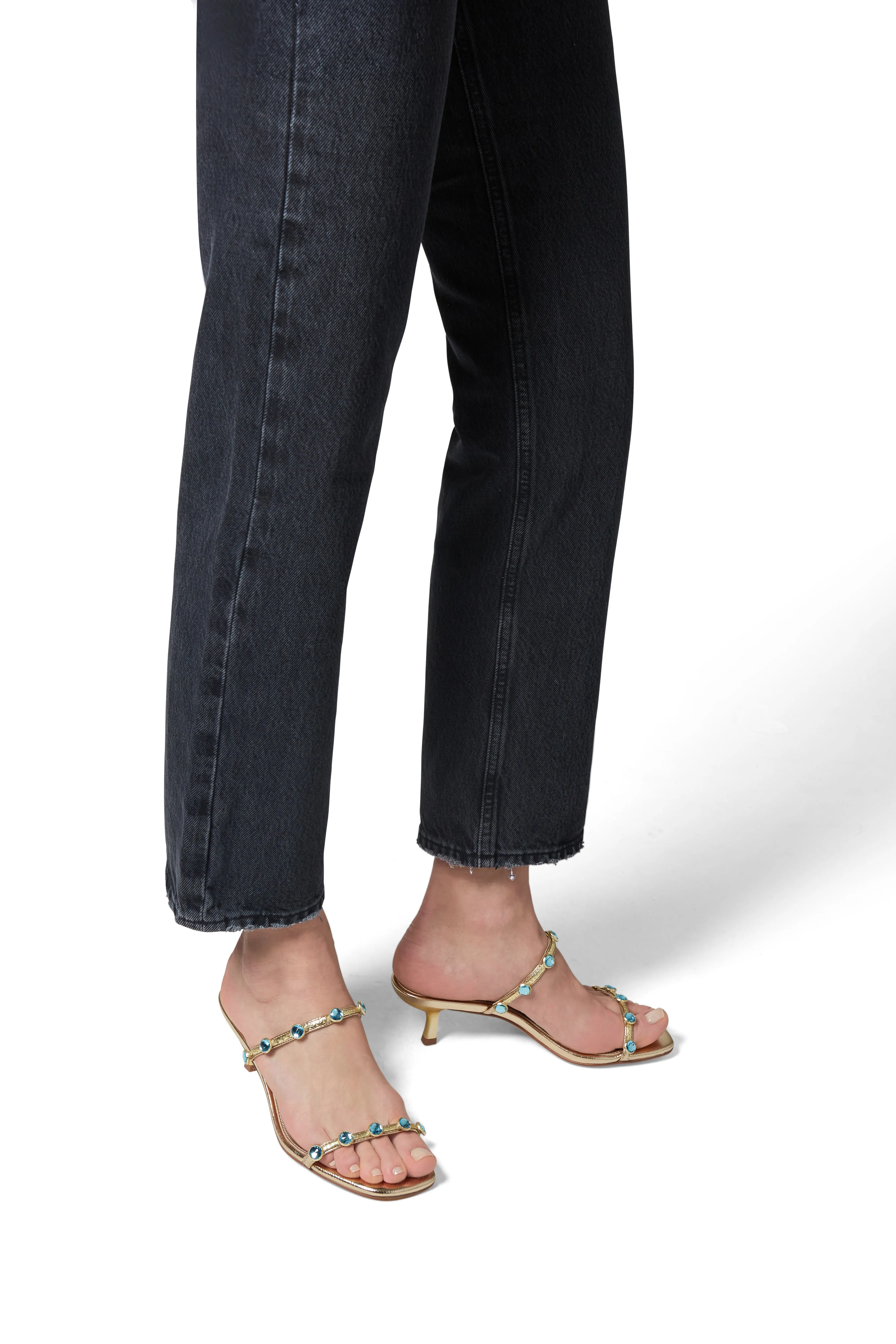 Womens Elegant Gemstone-Embellished Sandals