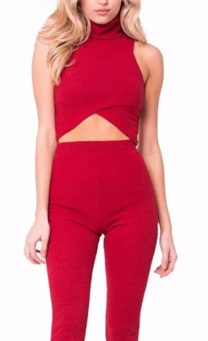 TWO TONE KNIT CROP TOP